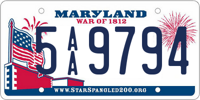 MD license plate 5AA9794