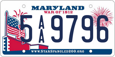 MD license plate 5AA9796