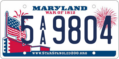 MD license plate 5AA9804