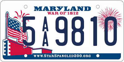 MD license plate 5AA9810