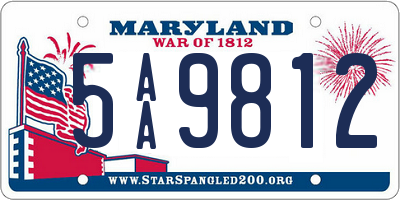 MD license plate 5AA9812