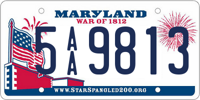 MD license plate 5AA9813
