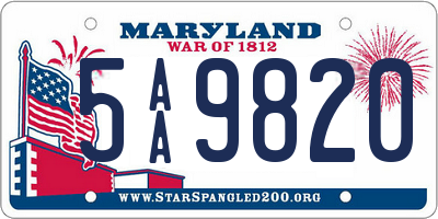 MD license plate 5AA9820