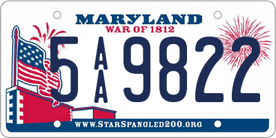 MD license plate 5AA9822