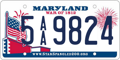 MD license plate 5AA9824