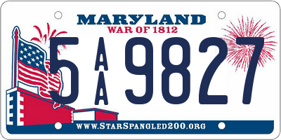MD license plate 5AA9827
