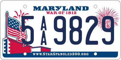 MD license plate 5AA9829