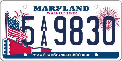 MD license plate 5AA9830