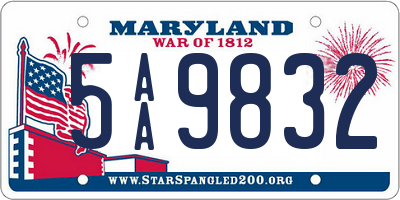 MD license plate 5AA9832