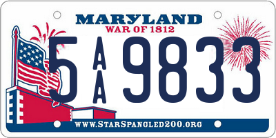 MD license plate 5AA9833