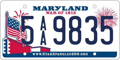 MD license plate 5AA9835