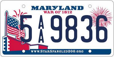 MD license plate 5AA9836