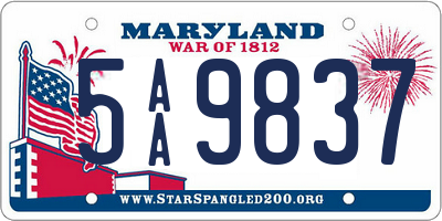 MD license plate 5AA9837