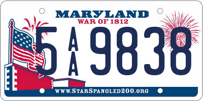 MD license plate 5AA9838