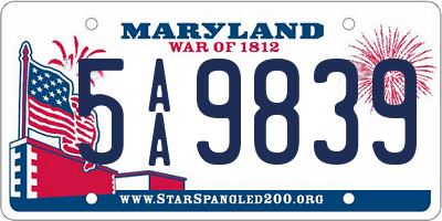 MD license plate 5AA9839