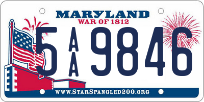 MD license plate 5AA9846