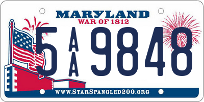 MD license plate 5AA9848