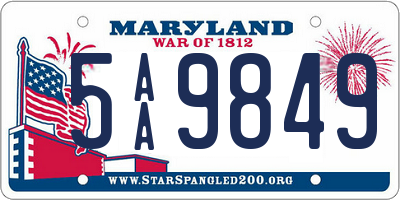 MD license plate 5AA9849