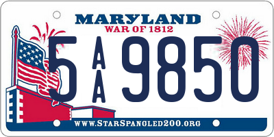 MD license plate 5AA9850