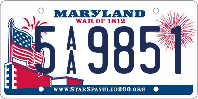 MD license plate 5AA9851
