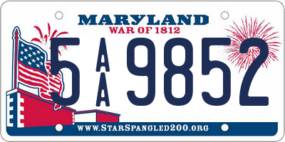 MD license plate 5AA9852