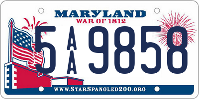 MD license plate 5AA9858