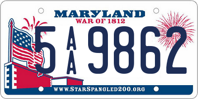 MD license plate 5AA9862