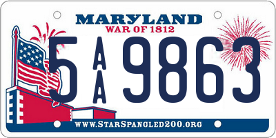 MD license plate 5AA9863