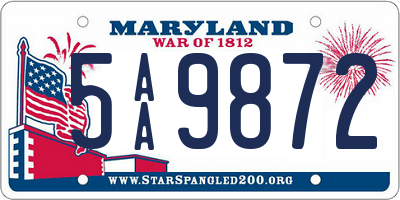 MD license plate 5AA9872