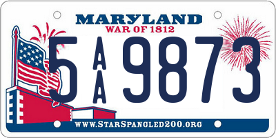 MD license plate 5AA9873