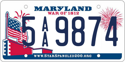 MD license plate 5AA9874