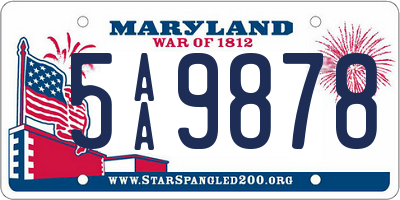 MD license plate 5AA9878