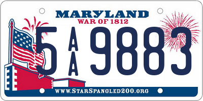 MD license plate 5AA9883