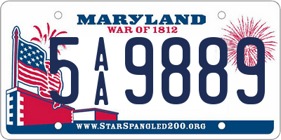 MD license plate 5AA9889