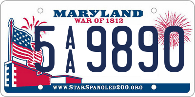 MD license plate 5AA9890
