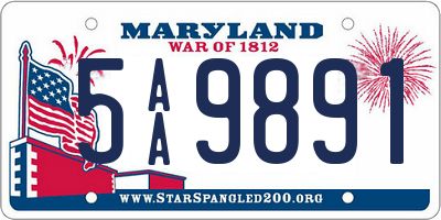 MD license plate 5AA9891