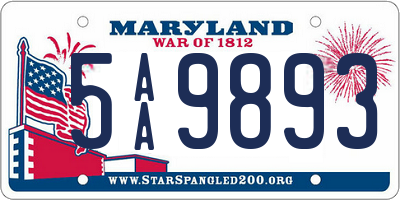 MD license plate 5AA9893