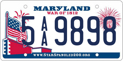 MD license plate 5AA9898