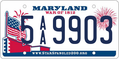 MD license plate 5AA9903