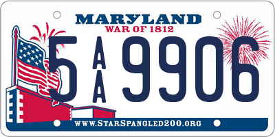 MD license plate 5AA9906