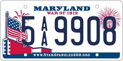 MD license plate 5AA9908