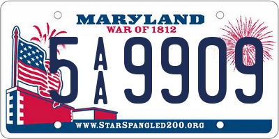 MD license plate 5AA9909