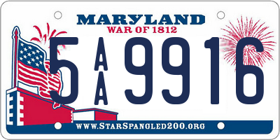 MD license plate 5AA9916