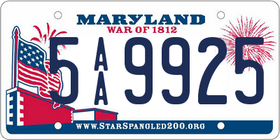 MD license plate 5AA9925