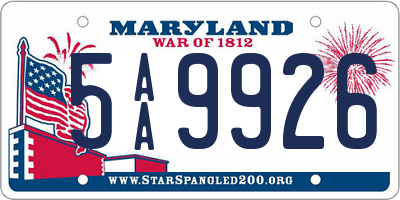 MD license plate 5AA9926