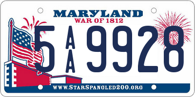 MD license plate 5AA9928