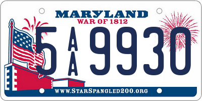 MD license plate 5AA9930