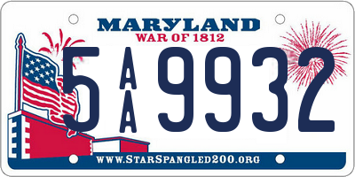 MD license plate 5AA9932