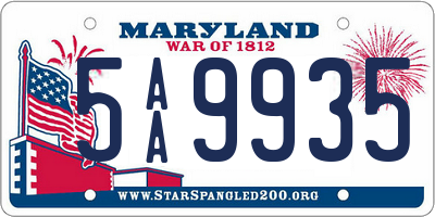 MD license plate 5AA9935