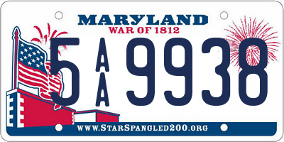 MD license plate 5AA9938